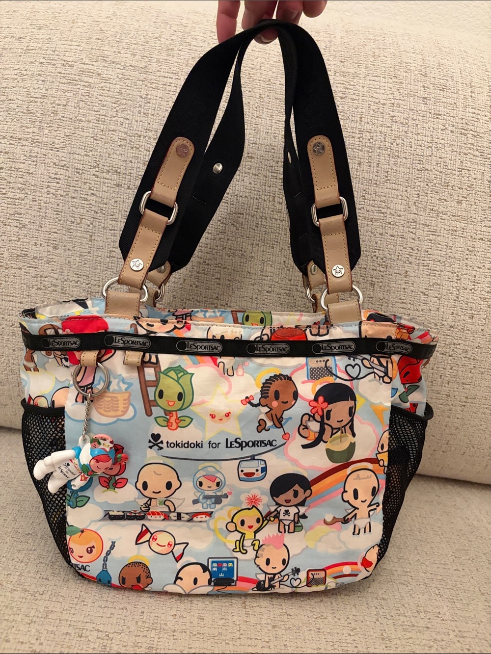 Qee charm with Lesportsac Tokidoki Mamma Mia Paradiso Tote